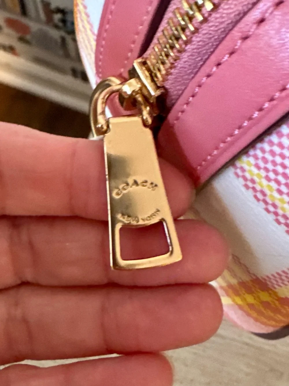 Coach Pink Yellow Plaid Dome Satchel - Picture 10 of 16